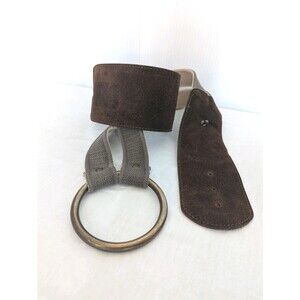 Cobalt Ladies 3" Wide Leather Belt Suede Ring Buckle Art Deco Style Women Medium